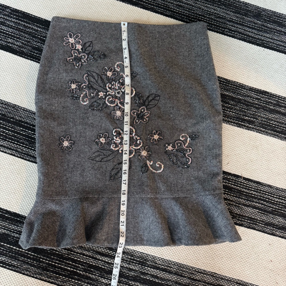 Laundry By Shelli Segal 2pc Wool Skirt Suit Herringboned Flower Embroidery - Picture 11 of 16